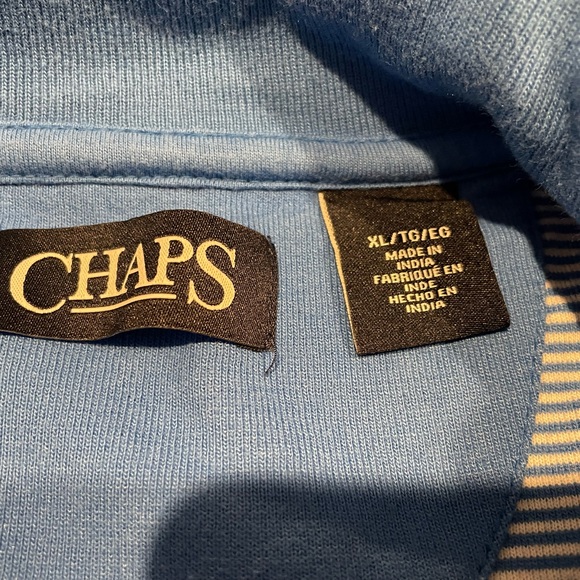 Chaps Quarter-zip blue-striped pullover. Super soft. Size XL. - Picture 3 of 4